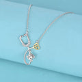 New Fashion 925 Sterling Silver Two Tone Stethoscope Zircon Necklace for Women Nurse