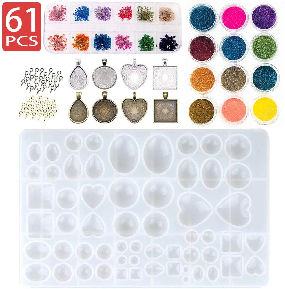 Epoxy Resin Silicone Mold Kit DIY Jewelry Pendant Making Bracelet Decoration Mold Set with Accessories