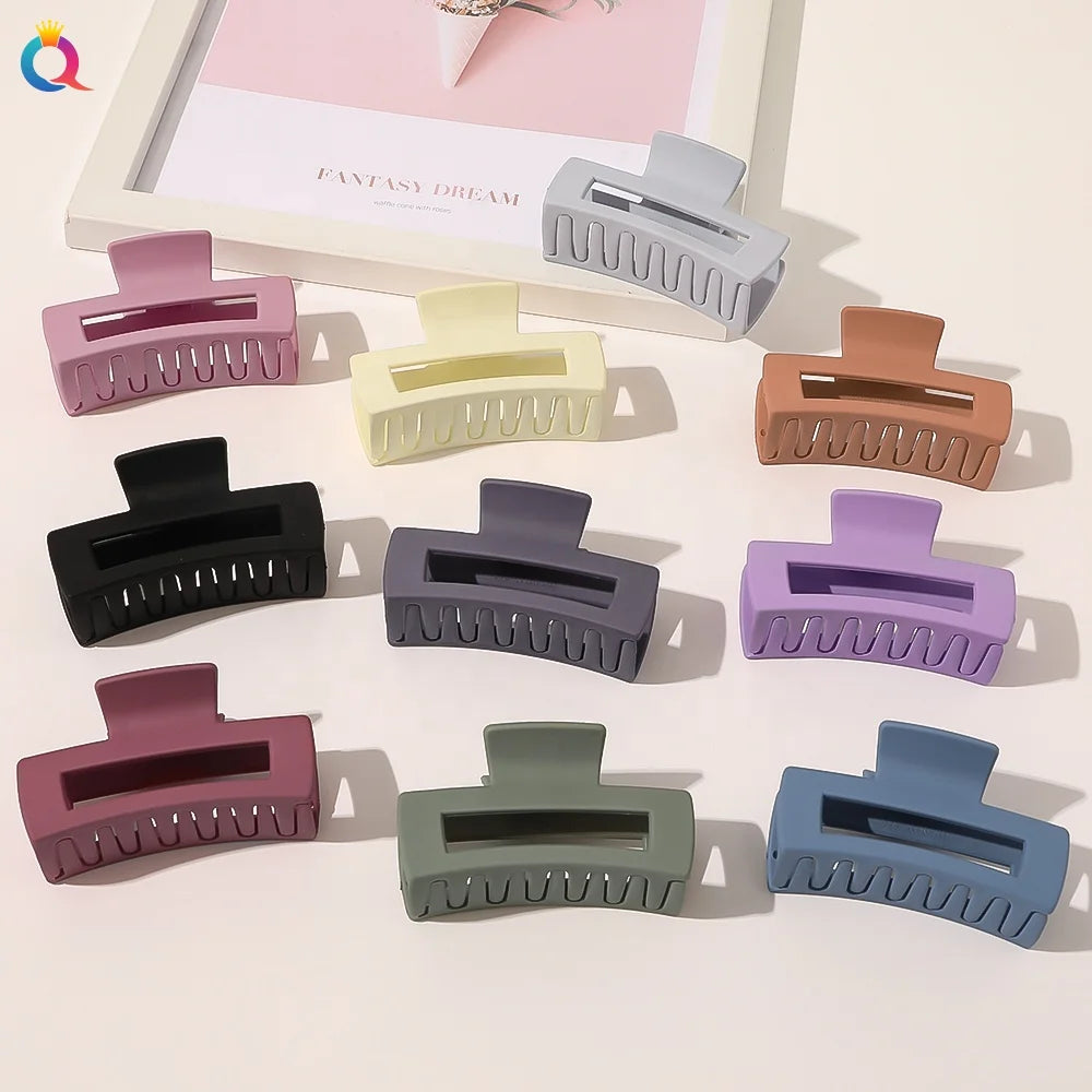 QIYUE 8cm Matte Solid Color Hair Claw Clip Woman Hair Accessories