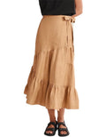 Organic Linen Multi-Section One-Piece Wrap Skirt Casual Half Skirt Dress with OEM/ODM Support Half Skirt Linen Dress Factory