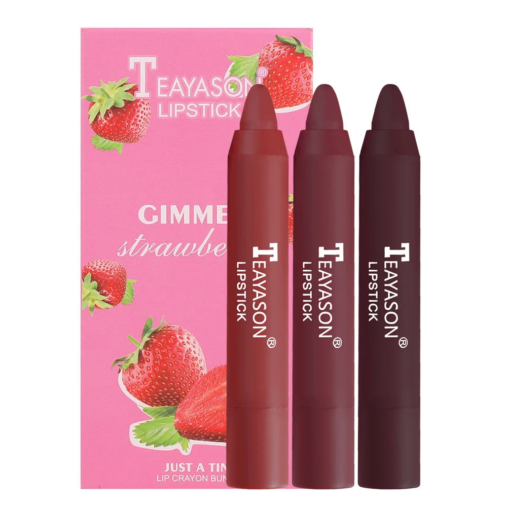 Waterproof Matte Lipstick Pen Lasting Nude Crayon Lipstick Easy to Wear Non Sticky Cup Red Batom Lips Makeup Cosmetic GG