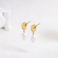 JUSNOVA Jewelry Pearl Earrings Gold Plated Butterfly Knot Stainless Steel Earring Geometric Stud Drop Pearl Earrings