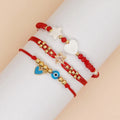 Go2boho Red Rope Friendship Bracelets Blue Heart Evil Eye Gold Bead Handmade Adjustable Jewelry Lucky Gift