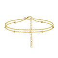 RINNTIN SB200 Double Layer Chain Bracelet Bead Spacer Cable Chain Bracelet for Women Simple Pure Silver Hand Jewelry