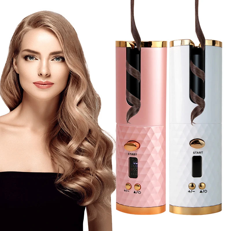 Portable Wireless Electric Mini Hair Curler for Women Rechargeable Automatic With Rotating Feature USB Powered Home Hotel RV Use
