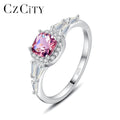 2026 Sterling Silver Ring Engagement Radiant Cut Pink Zircon Exquisite Promise Ring for Girls Women Party Jewelry