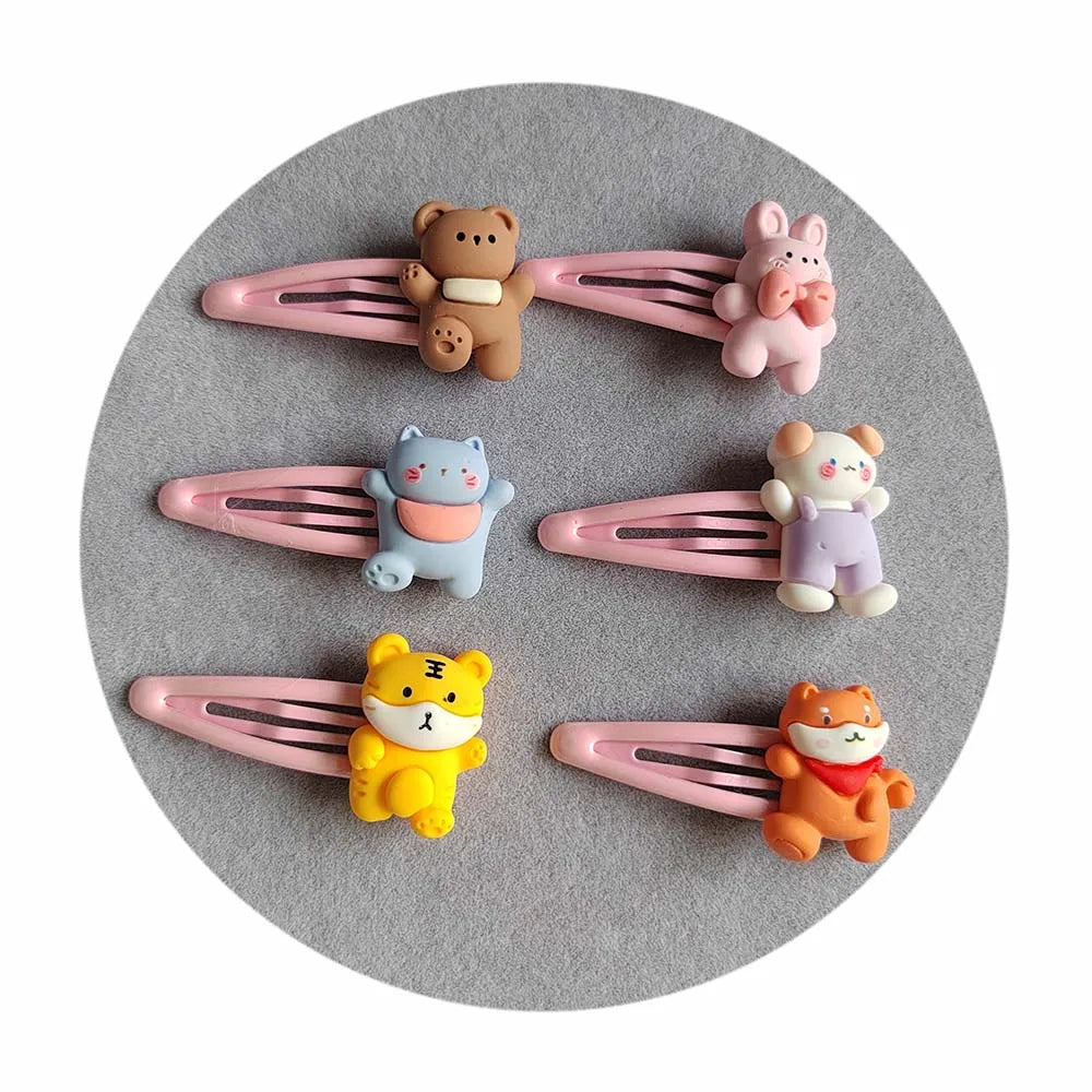 Metal Hair Pin Resin Animal Barrette Snap Hair Ornaments Hair Clip for Kids BB Set Side Clips 100pcs/lot