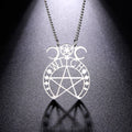 Witchcraft Pentagram Pendant Necklace Goth Witch Pentacle Triple Moon Goddess Amulet Pagan Stainless Steel Jewelry