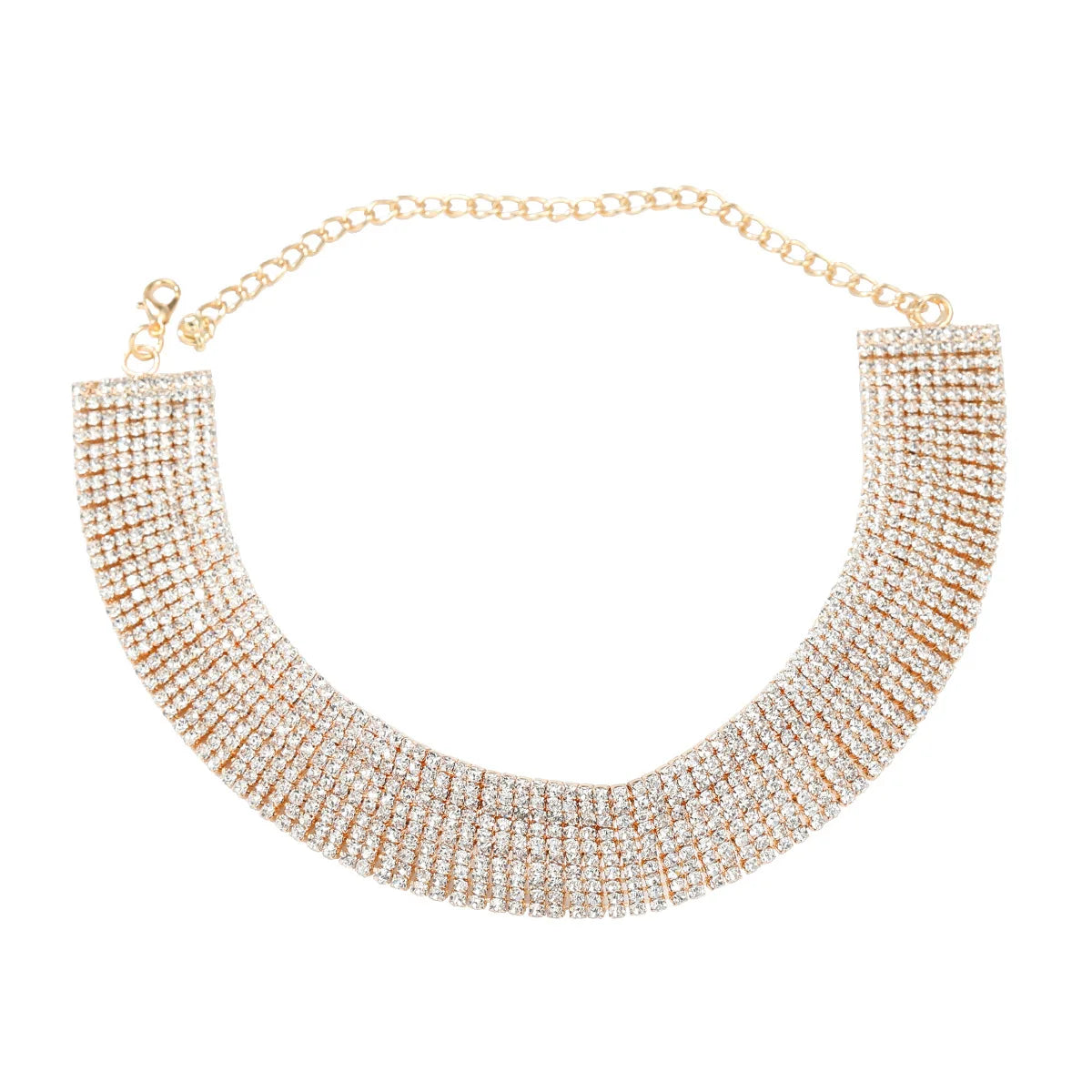 Luxury Shiny Full Rhinestone Choker Necklace Statement Jewelry for Women Short Multi Layer Crystal Necklace