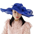 Cloche Bowler Formal Hat Wedding Hats Fancy Ladies Big long Brim Sinamay Church Hats for Elegant Fancy Women With Flower on Side