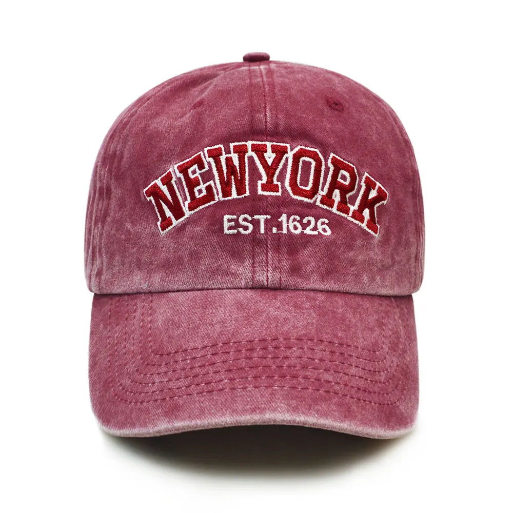 Washed Cotton Baseball Cap Custom Embroidery Logo Vintage Soft Sports Caps Classical Retro New York Unstructured Dad Cap /Hat