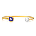Taige Accessories Demon Eye Bracelet for Ladies European-American Style Stainless Steel Eyes Pearl Jewelry Findings Components
