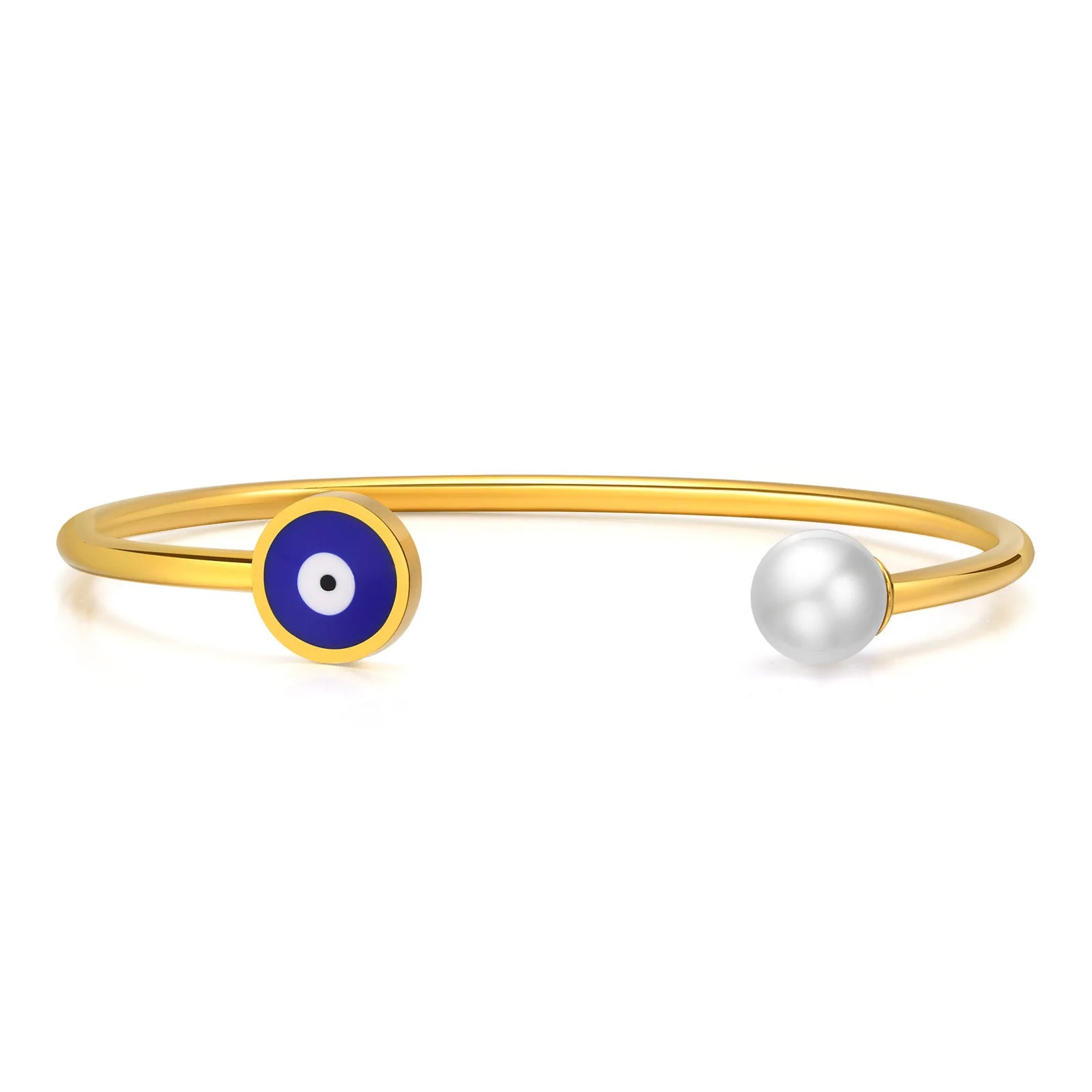 Taige Accessories Demon Eye Bracelet for Ladies European-American Style Stainless Steel Eyes Pearl Jewelry Findings Components
