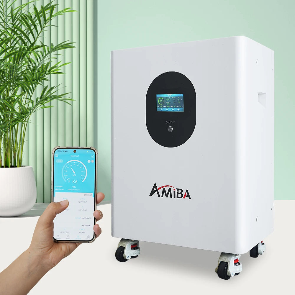 Amiba Hybrid Off Grid 15kwh 32kwh 51.2v 300ah Lifepo4 Battery Wall Mounted 48v 200AH 206ah 280ah 314ah Lithium Ion Battery