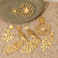 MC238 Wholesale Stainless Steel Gold Plated Hollow Geometric Flowers Retro Butterfly Ear Jewelry Fashion Stud Earrings for Women