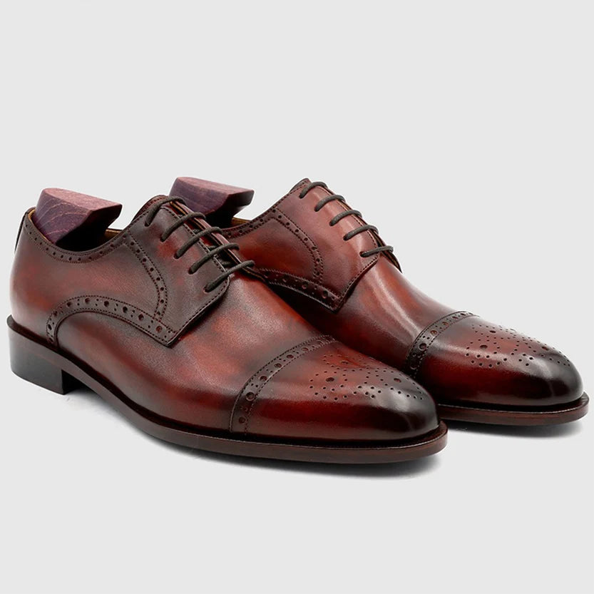 Italian Wedding Branded Shoes Men Goodyear Handmade Brogues Office Pure Leather Shoes for Men Luxury Custom Men's Dress Shoes