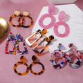 Creative Geometric Earrings Acrylic Earrings Vintage Round Pendant Earrings for Women