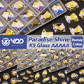 VDD Paradise Shine Fantasy Color Top Quality K9 Glass Sew on Rhinestone Sewing Crystal Flatback Stones Clothes Dress Decorations
