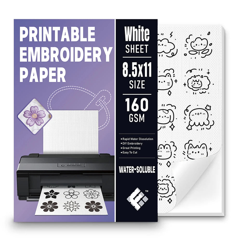Wash-Away Printable Embroidery Transfer Sticker Paper for Accurate Pattern Positioning and Stitching