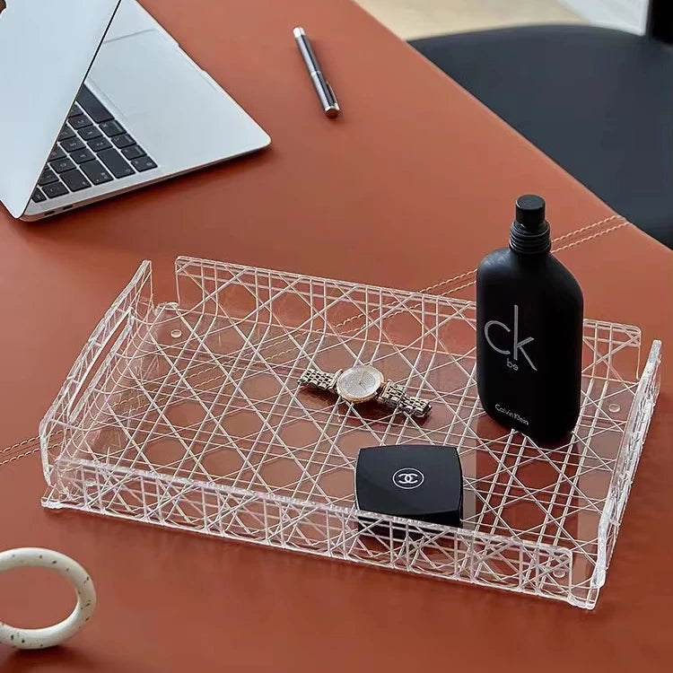 Elegant Custom Clear Acrylic Macaroon Display Tray Recycled Rectangle Lucite Food Serving Tray Eco-Friendly