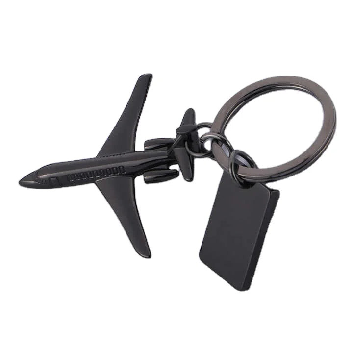 Manufacturers Zinc Alloy Stainless Steel Sublimation 3D Blank Engraving Custom Logo Airplane Metal Keychains Aviation Gifts