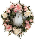 Peony Flower Wreath Handmade Pink Floral Wreath Artificial Spring Garland Wreath for Front Door Wall Wedding Party Home Decor