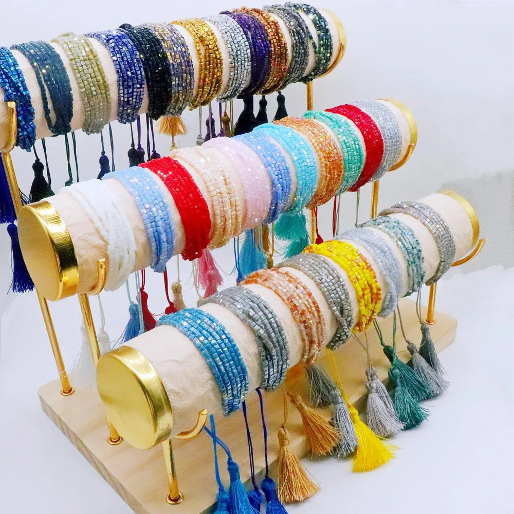 Handmade Adjustable Multi-Color Jewelry Miyuki Beads Bracelet Simple Bohemian Style Bracelets for Women Gift for Beach Holidays