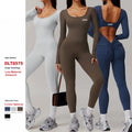 Quick-Drying Back Hollow Long-Sleeved Tights Jumpsuit Gym Running Fitness Workout Yoga One-Piece Sportswear Women Sport Bodysuit
