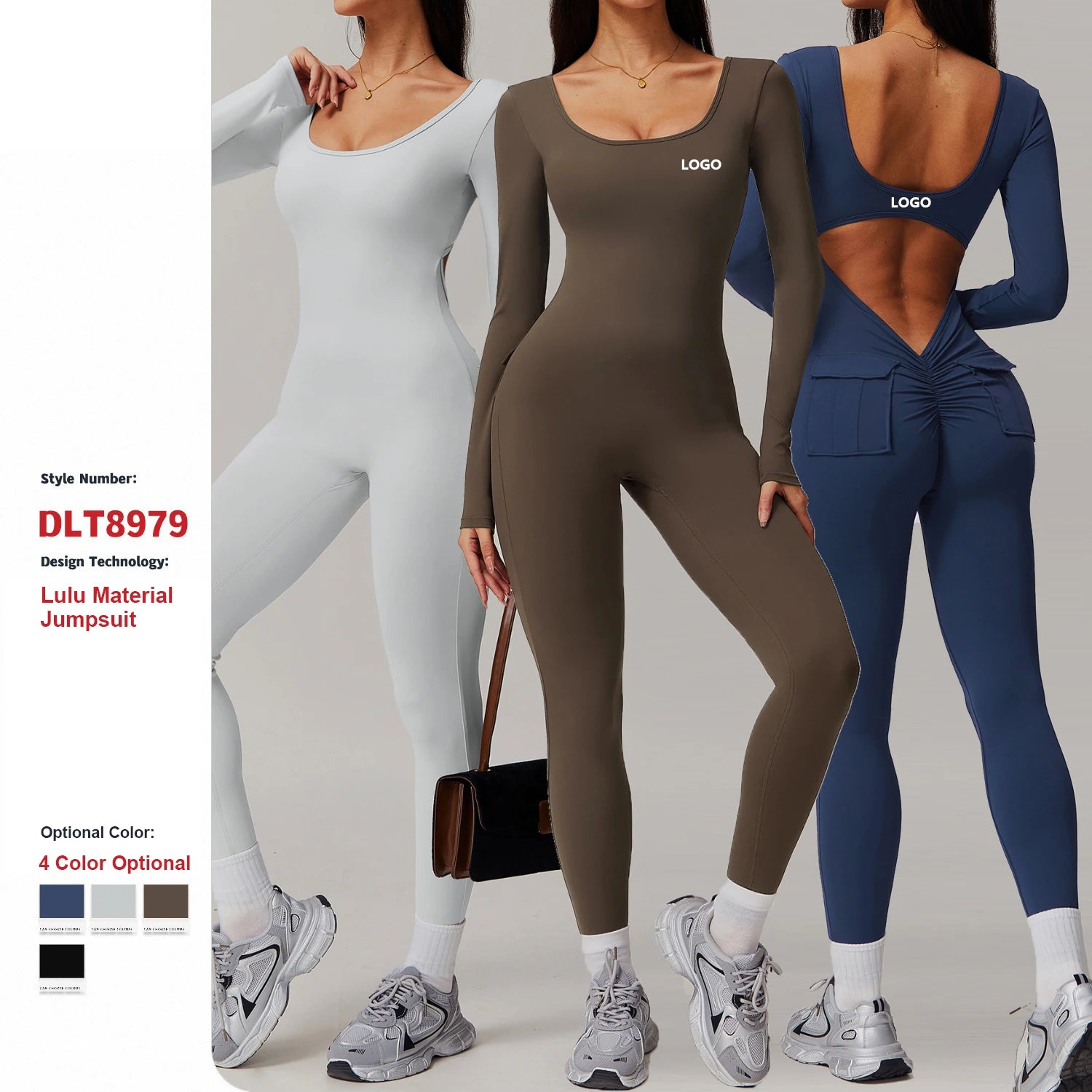 Quick-Drying Back Hollow Long-Sleeved Tights Jumpsuit Gym Running Fitness Workout Yoga One-Piece Sportswear Women Sport Bodysuit