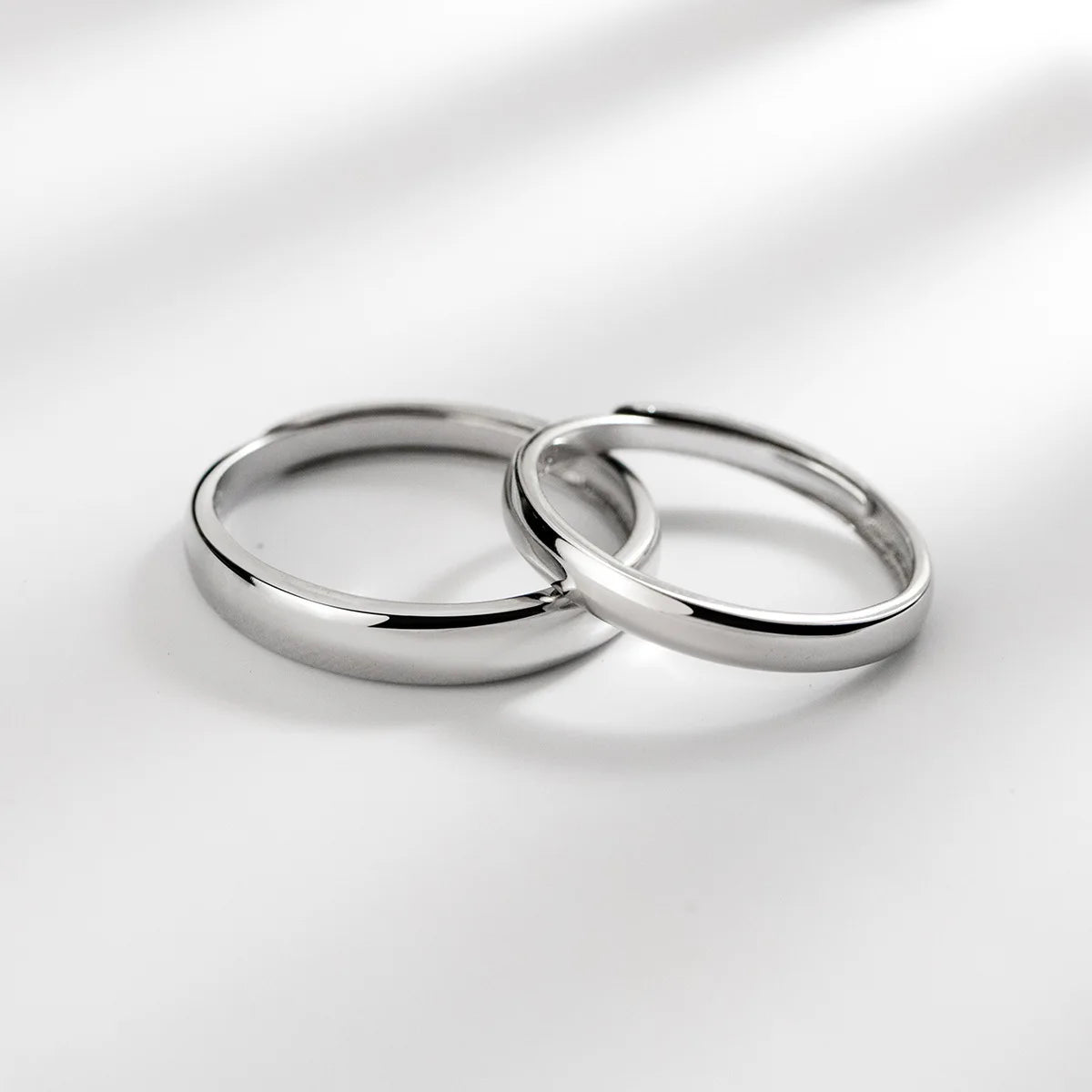 Classic Minimalist 925 Sterling Silver Lustrous Round Couple Ring Free Engraved Man Woman Engagement Ring
