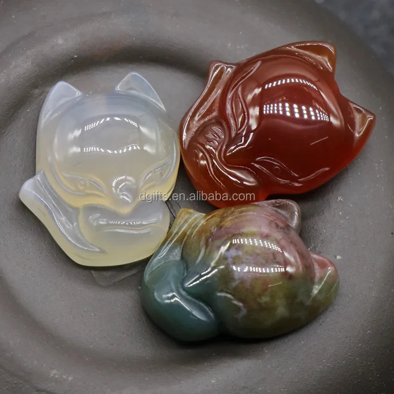 DIY Crystal Jewelry Chakra Stone Crystal Pendant Natural Stone Agate fox Animals Pendant Healing Reiki Necklace