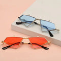 Women's New Metal Punk Steam Flip Sunglasses Triangle Frame Vintage Designer Shades in Gray and Orange Color