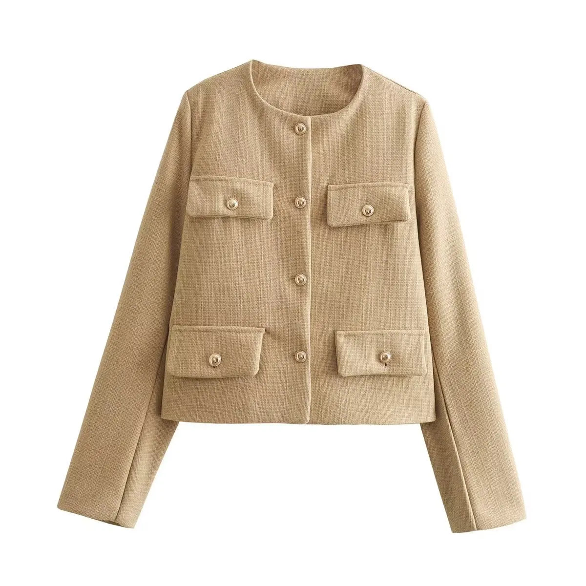 Women Fashion Woolen Coats _ Spring Winter Trend Cotton White and Khaki Lapel Jackets Woman Warm Streetwear Mujer Casaco Y2k
