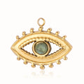 Beomai OEM Bohemia Natural Stone Titanium Steel Eye Shaped Stainless Steel Charms and Pendants for Jewelry Making Accessories
