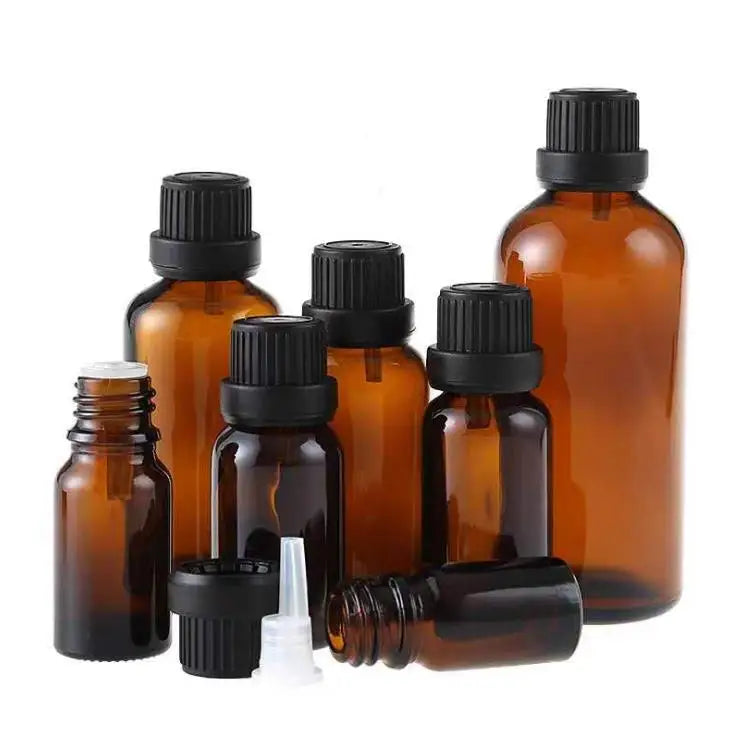 5ml 10ml 15ml 20ml 30ml 50ml 100ml Amber Essential Oil Bottle With Tamper Proof Cap