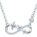 Three Little Bees Vintage Style Sterling Silver Necklace with Diamond-Set Infinity Symbol and Zircon for Wedding or Party MegaBDM