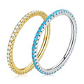Two-Tone 925 Sterling Silver Classical Rings for Women - Simple Minimalist Jewelry Gift Adjustable Boho Chic Stackable Bands