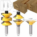 3-Piece Silver-Yellow 1/2 12mm 8mm Shank Door Frame Tenon Cutter Set Cutter Wood Carving Woodworking Cutter