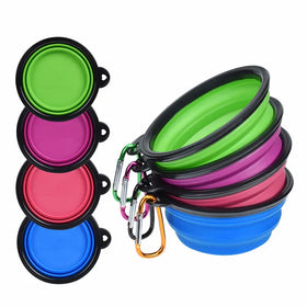Portable Dog Water Bowl Cat Pet Feeding Food Bowl Silicone Foldable/Collapsible Pet Bowl