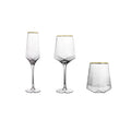 Classic Unbreakable Lead-Free Crystal Hammered Diamond Shape Clear Colorful Glass Set Water Drinking Cup Wine Glass Goblet