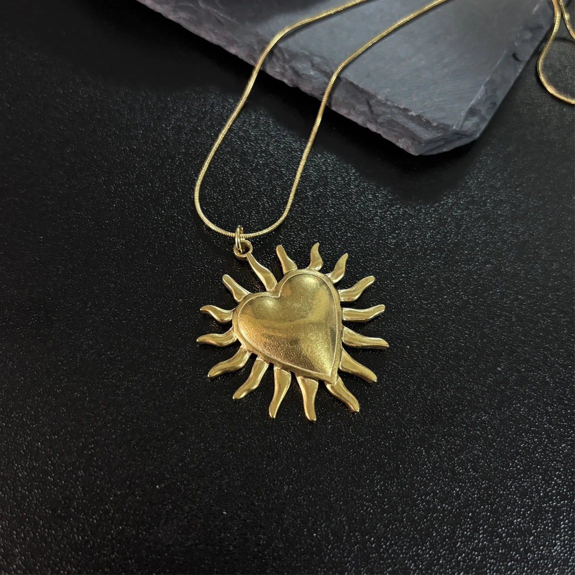 Wholesale 18k Gold Plated Stainless Steel Big Heart Waterproof Jewelry Women Necklace  Daily Wear