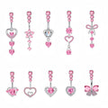 New Pink Zircon Butterfly Knot Navel Ring Stainless Steel Rod Crystal Inlaid Silver Plated Wedding Body Piercing Accessories