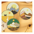 Diy Diamond Painting Coaster With Holder Cup Mat Pad Scenery Image Drink Cup Cushion Table Placemat Heat Resistant Cup Pad
