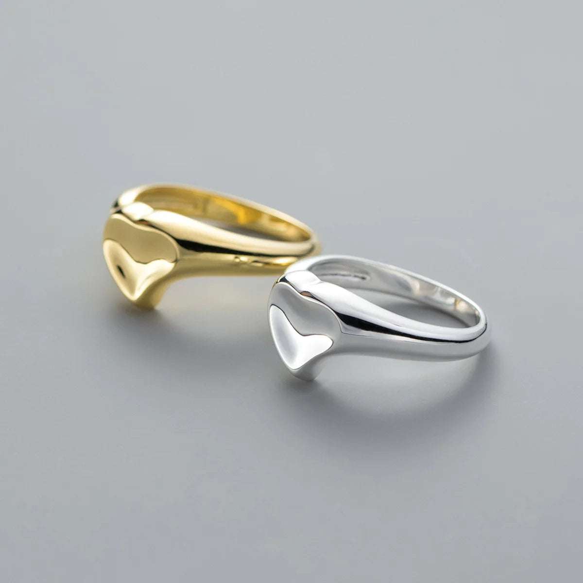 Factory Dropshipping 925 Silver Rings Women S925 Sterling Silver Adjustable Gold Plated Heart Wedding Ring Jewelry
