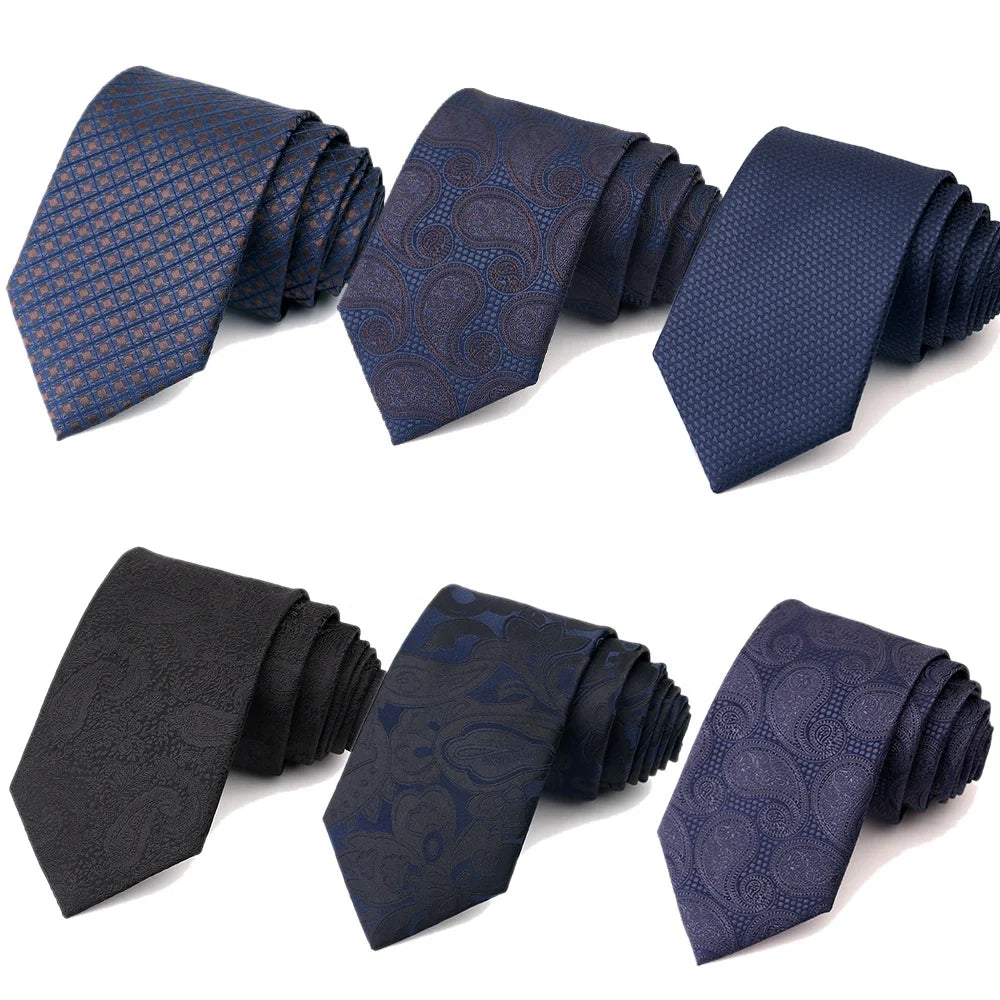 Custom Italian Blue Necktie Woven Paisley Neck Ties Mens Tie 100% Polyester Handmade Necktie With logo