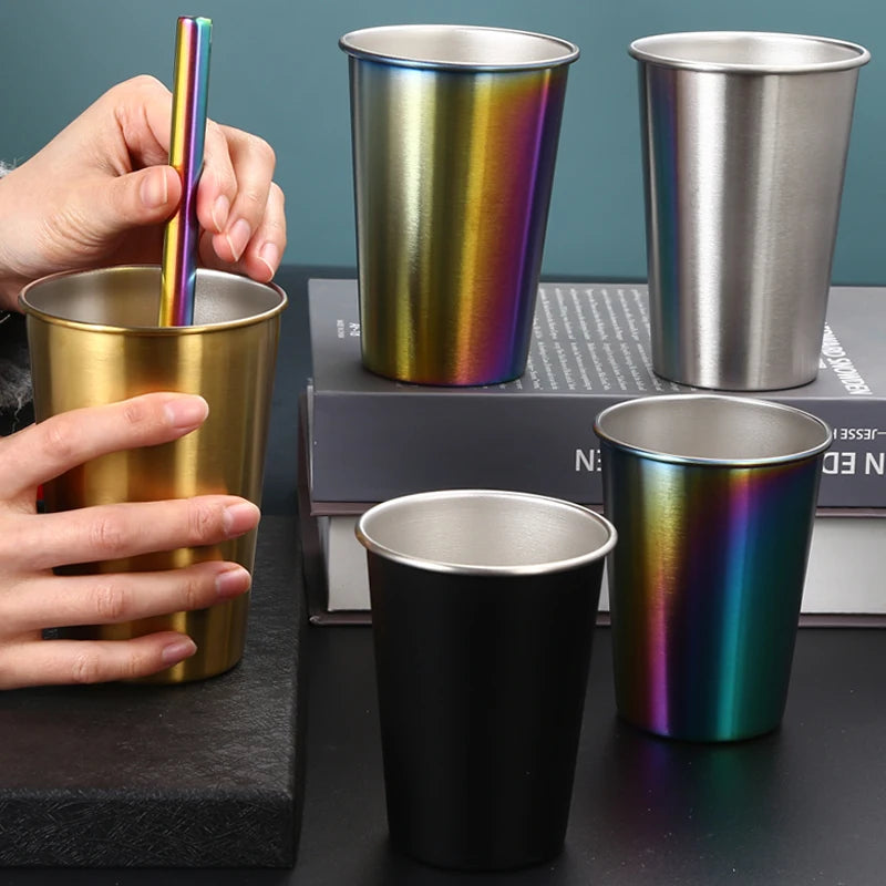Double Walled Stainless Steel 8oz 12oz Coffe/ Beer/water /Drinking Mug Set