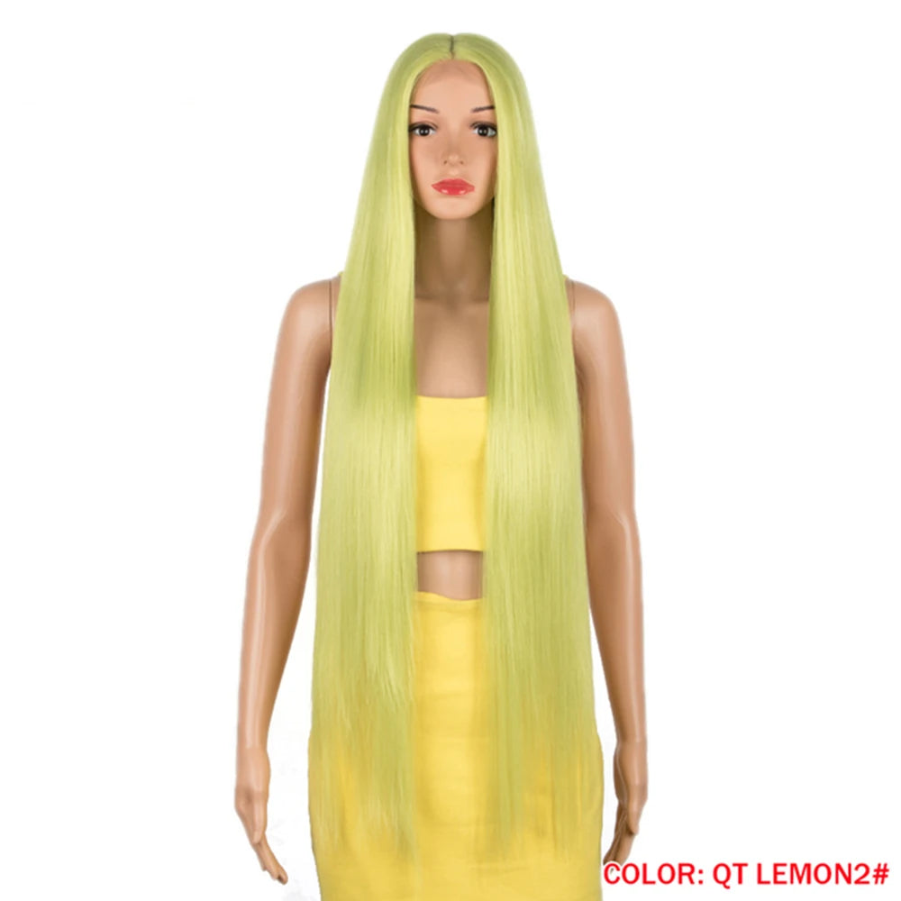 Long Silky Straight HD Transparent Swiss Synthetic Lace Front Wig High Temperature Ash Blonde Ombre T Part Synthetic Hair Wig