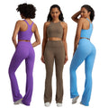 SHINBENE Super Cloud Basic Sexy Bras Flared Long Pants Tracksuits Yoga Set 2Pcs Outfits for Women