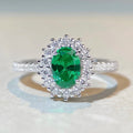 Fine Exquisite 5A Colored CZ Cubic Zircon Oval Cut Halo Cluster Personalized Wholesale Price Pave Cubic Zircon Engagement Rings