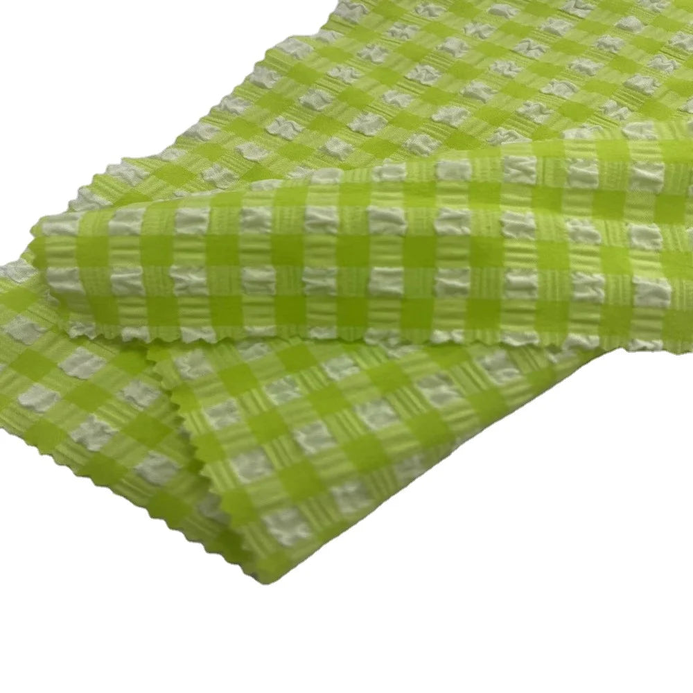 Polyester Four-Way Spandex Stretch Elastic Cationic Breathable Dobby Rib Jacquard Bubble Fabric for Girls